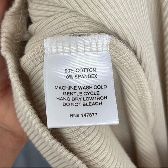 The Line by K Gael Asymmetrical One Shoulder Ribbed Maxi Dress in Oat Tan M - Picture 6 of 8